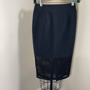 Black Nicholas Pencil Skirt with Mesh Paneling